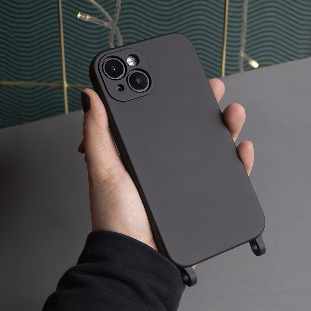 Silikonetui med mobilremholder for Samsung Galaxy A05s - Svart