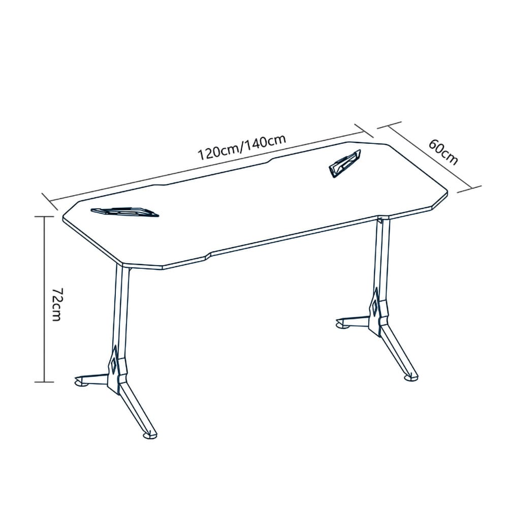 Gamingbord 140cm med RGB-Belysning og Stabile Stålben