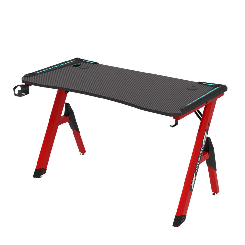Stilrent Gamingbord med Justerbar RGB og Røde Stålben – 120x60 cm