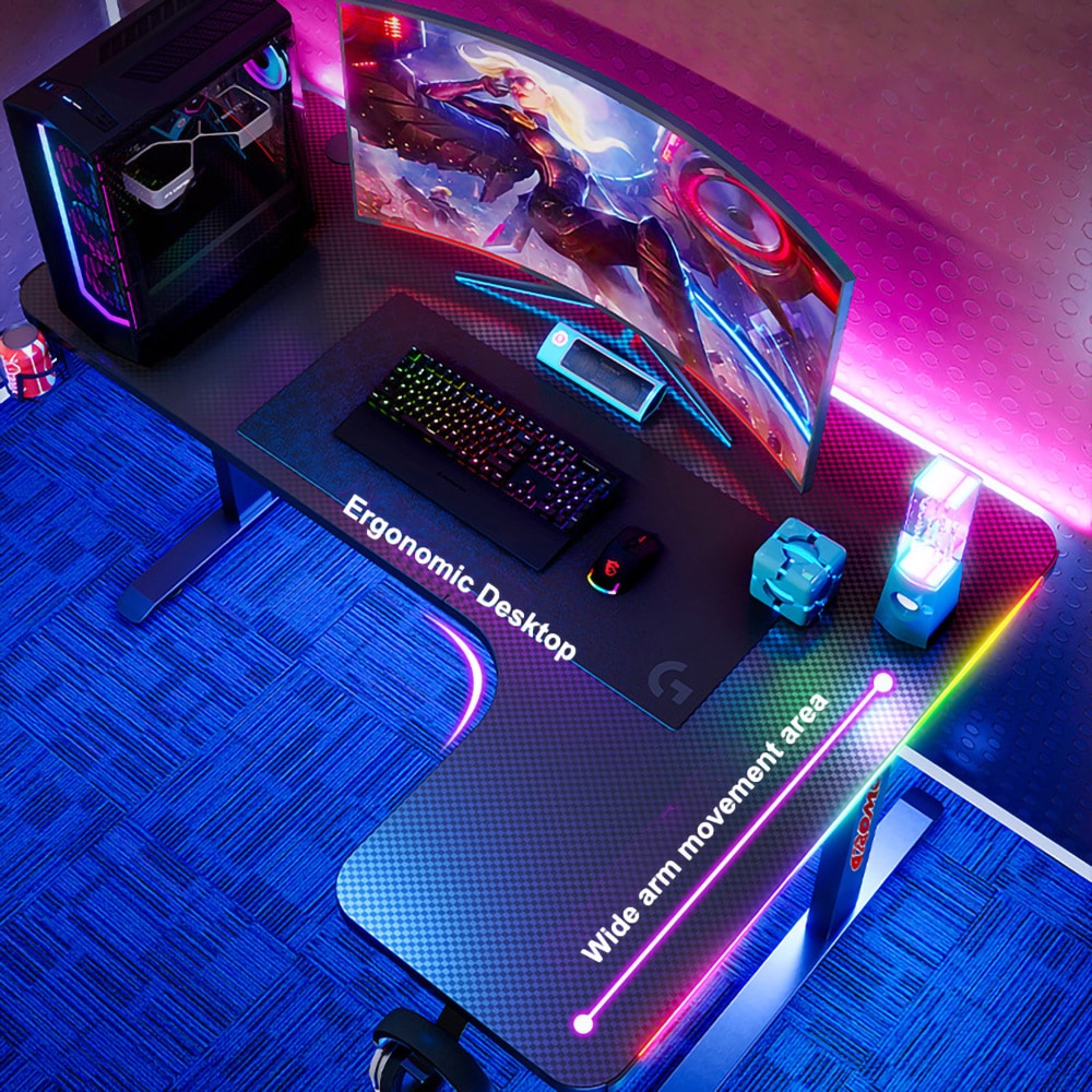 Venstrevendt Gamingbord med Justerbar bredde og Karbonfiberstruktur