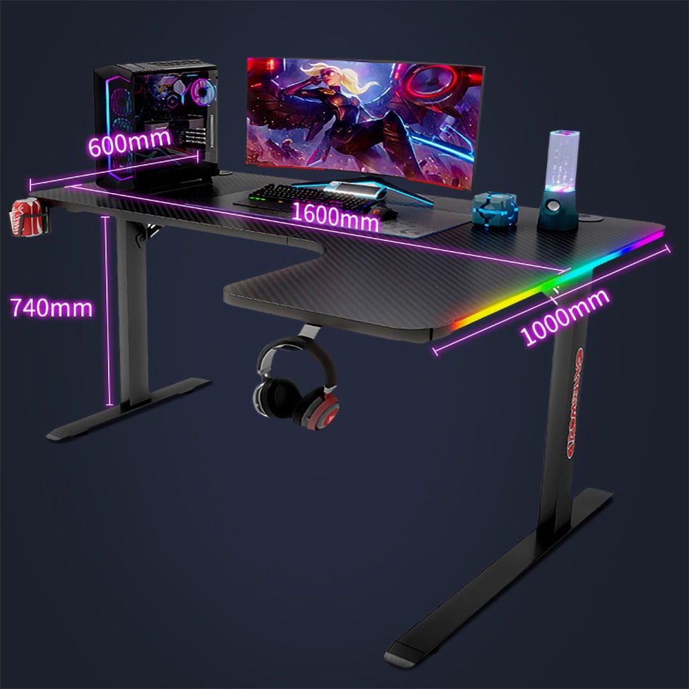 Venstrevendt Gamingbord med Justerbar bredde og Karbonfiberstruktur