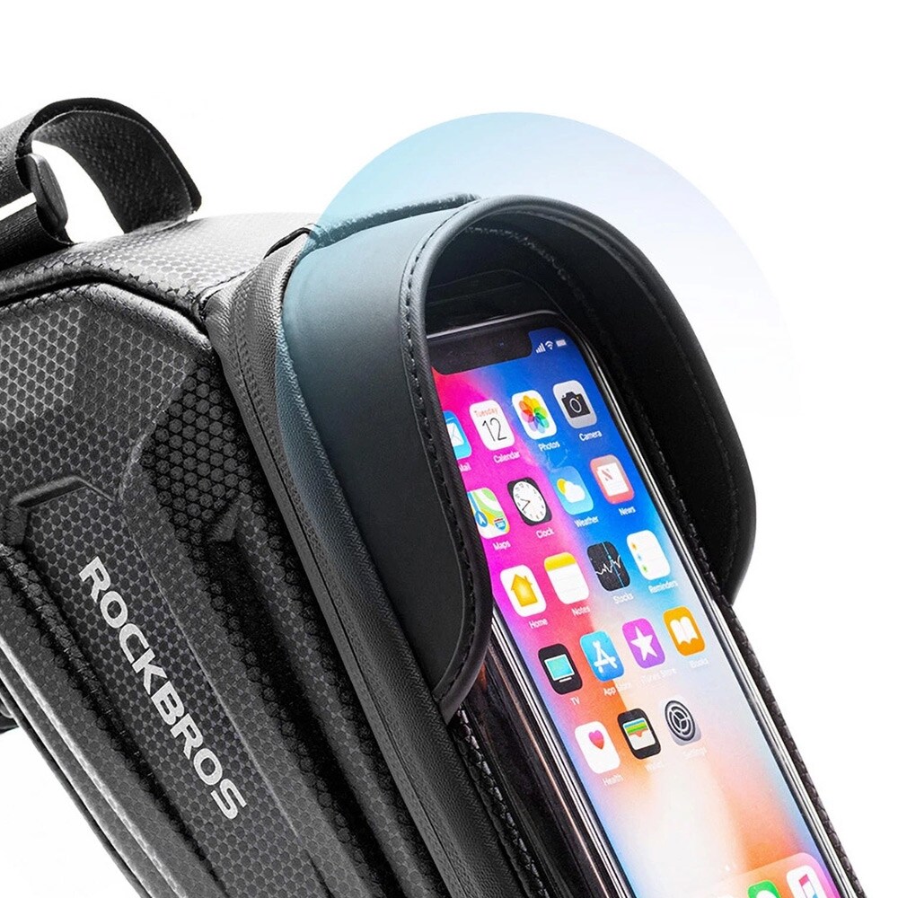 Sykkelrammeveske med rom for mobiltelefon - Svart