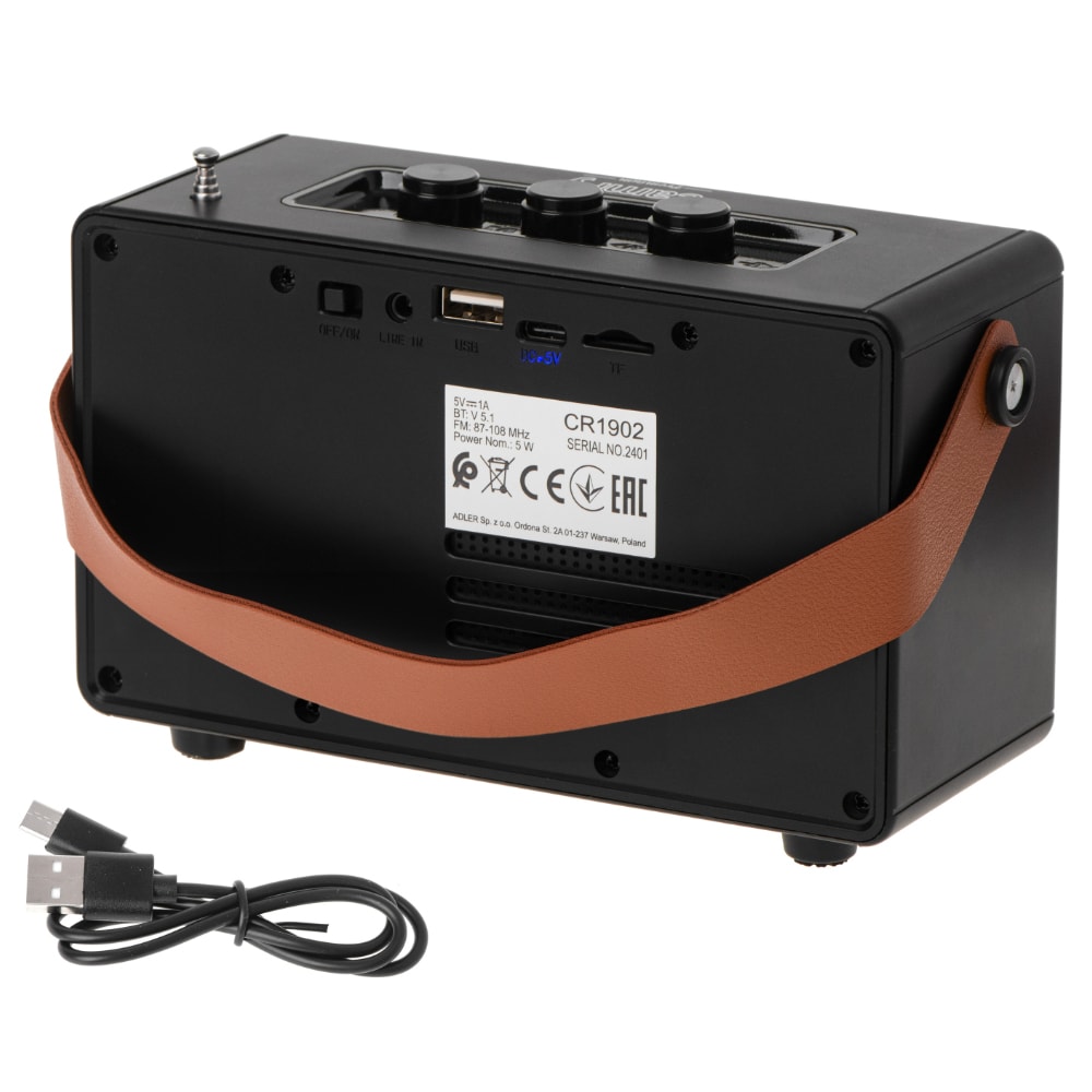 FM-radio med Bluetooth og TWS-funksjon - svart