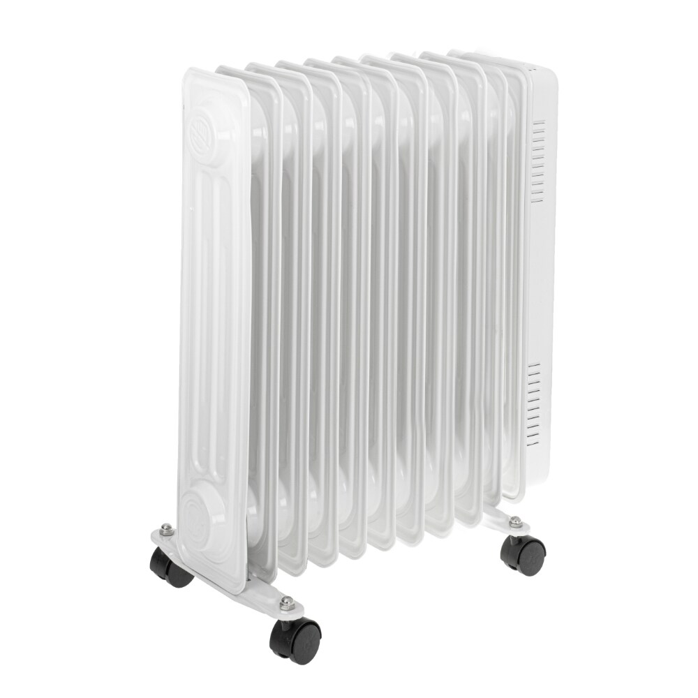 Elektrisk oljeelement med hjul og termostatstyring