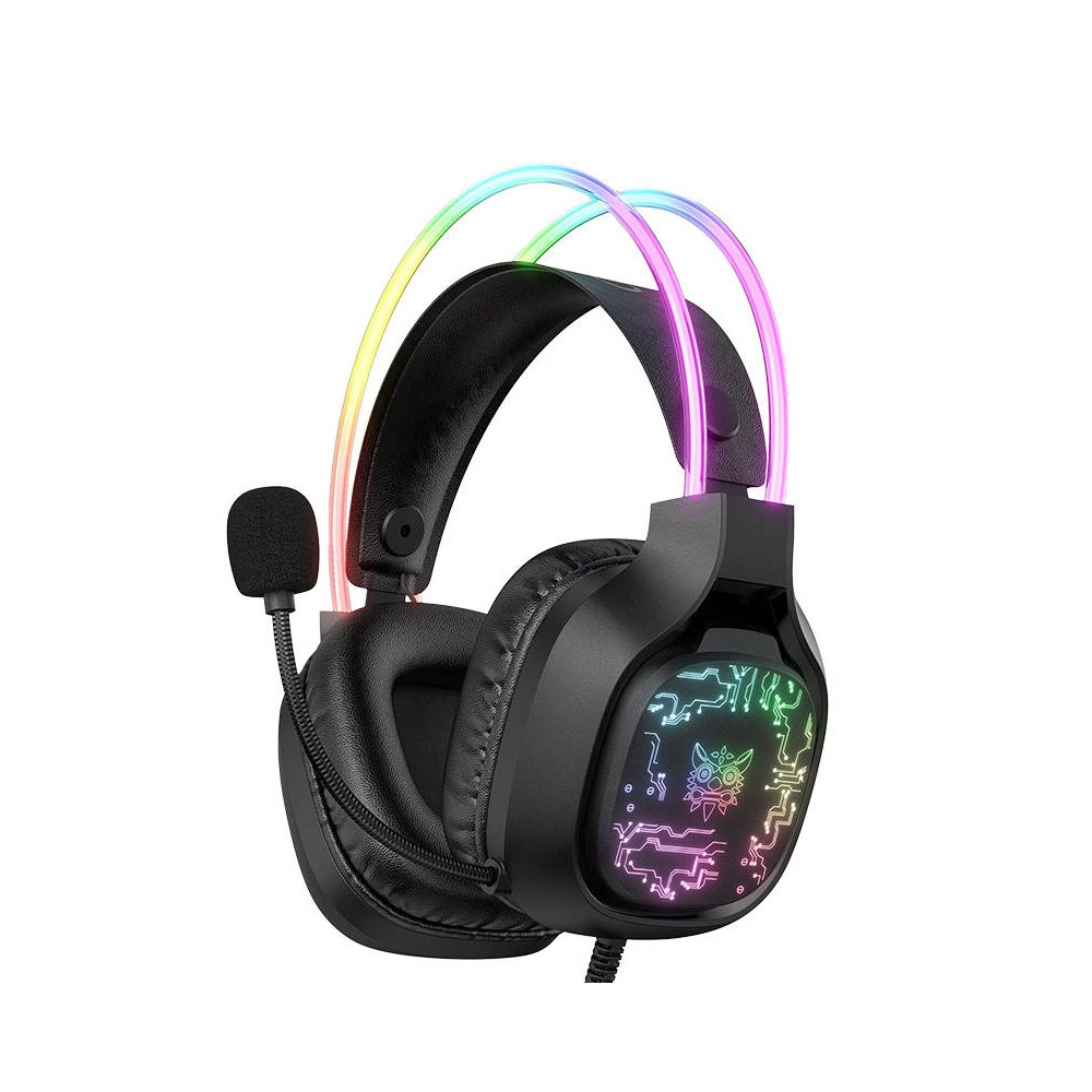 Onikuma X22 gaminghodesett med 50 mm drivere og RGB-belysning - Svart