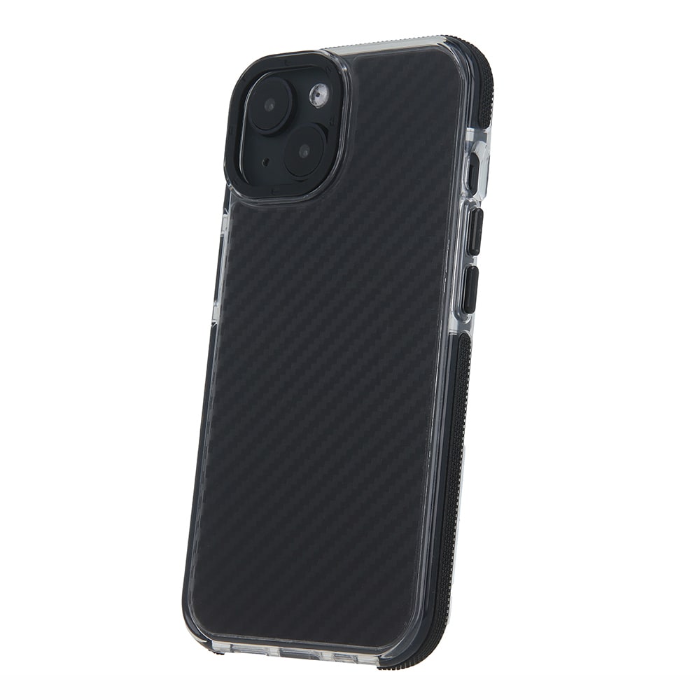 Svart etui til iPhone 16 Plus - karbonfiber