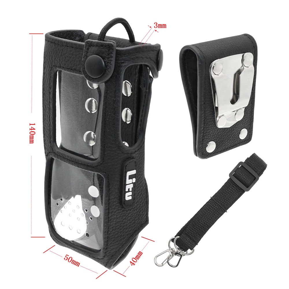 Custodia per radio a due vie in pelle con anello a D rigido da 3 per Hytera HP700, HP705, HP780, HP785 PN: Hytera BP2403