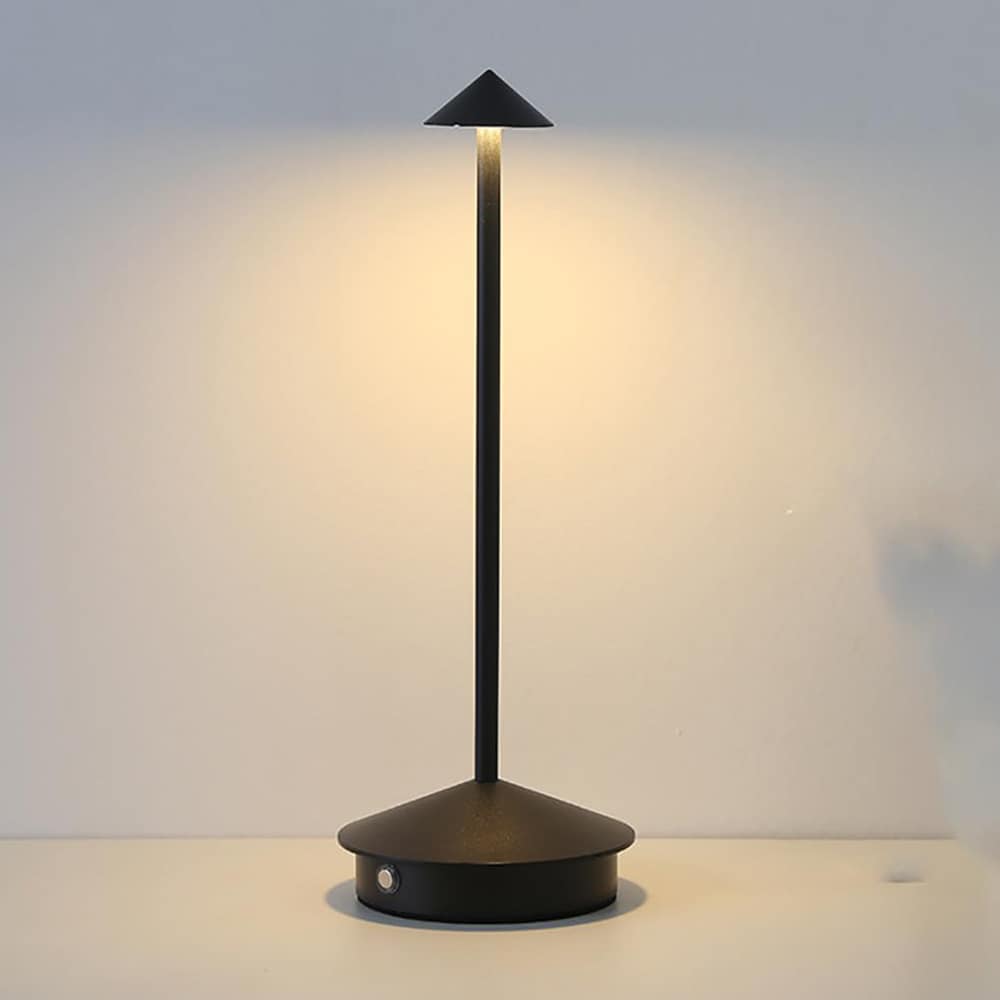 Svart bordlampe med 3 lysstyrkenivåer og berøringskontroll