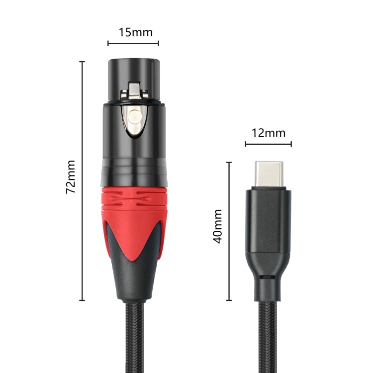 Lydkabel USB-C hann til XLR hunn - 2 m med innebygd DAC-brikke