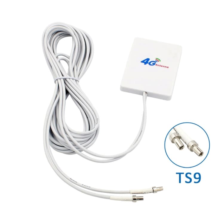 4G-antenne 28dBi med TS9-kontakt og 2 m kabel