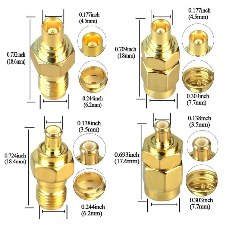 SMA til MCX-adapter - 4-pakning