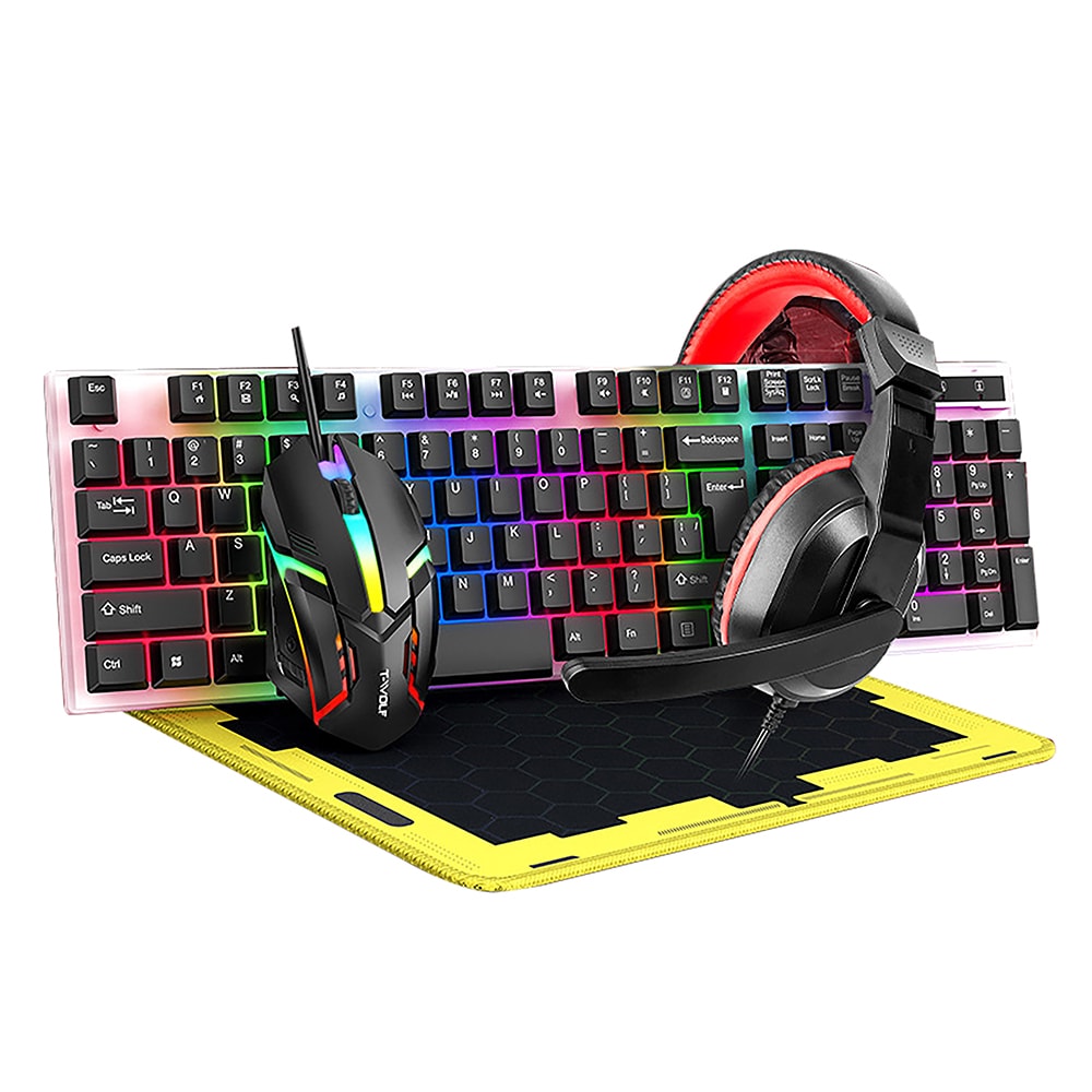 Gamingpakke med tastatur, mus, headset og musematte