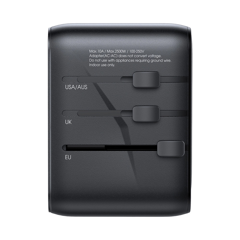 Joyroom Reiseadapter 17W med EU / US / UK / JP / AU / CN - Svart