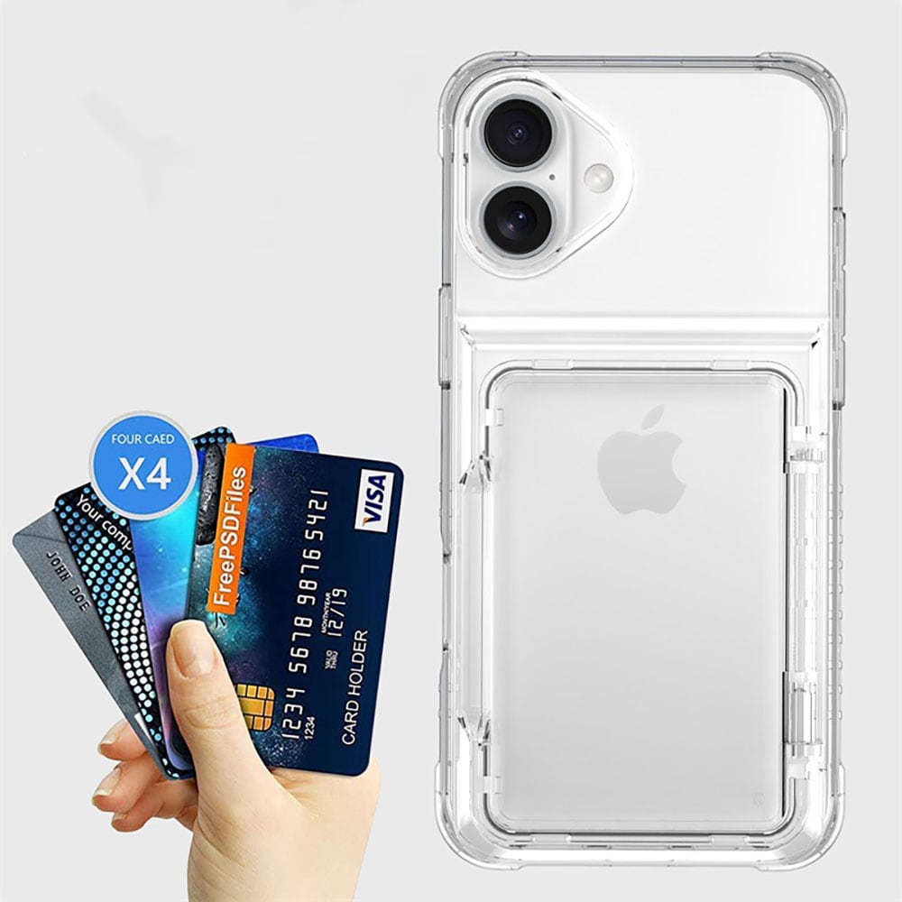 Bakdeksel med kortspor og stativ for iPhone 16 Plus