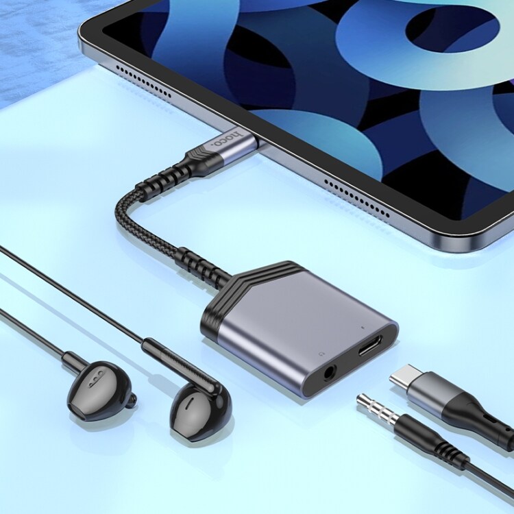 USB-C-adapter 1xUSB-C til 1xUSB-C og 3,5 mm-kontakt