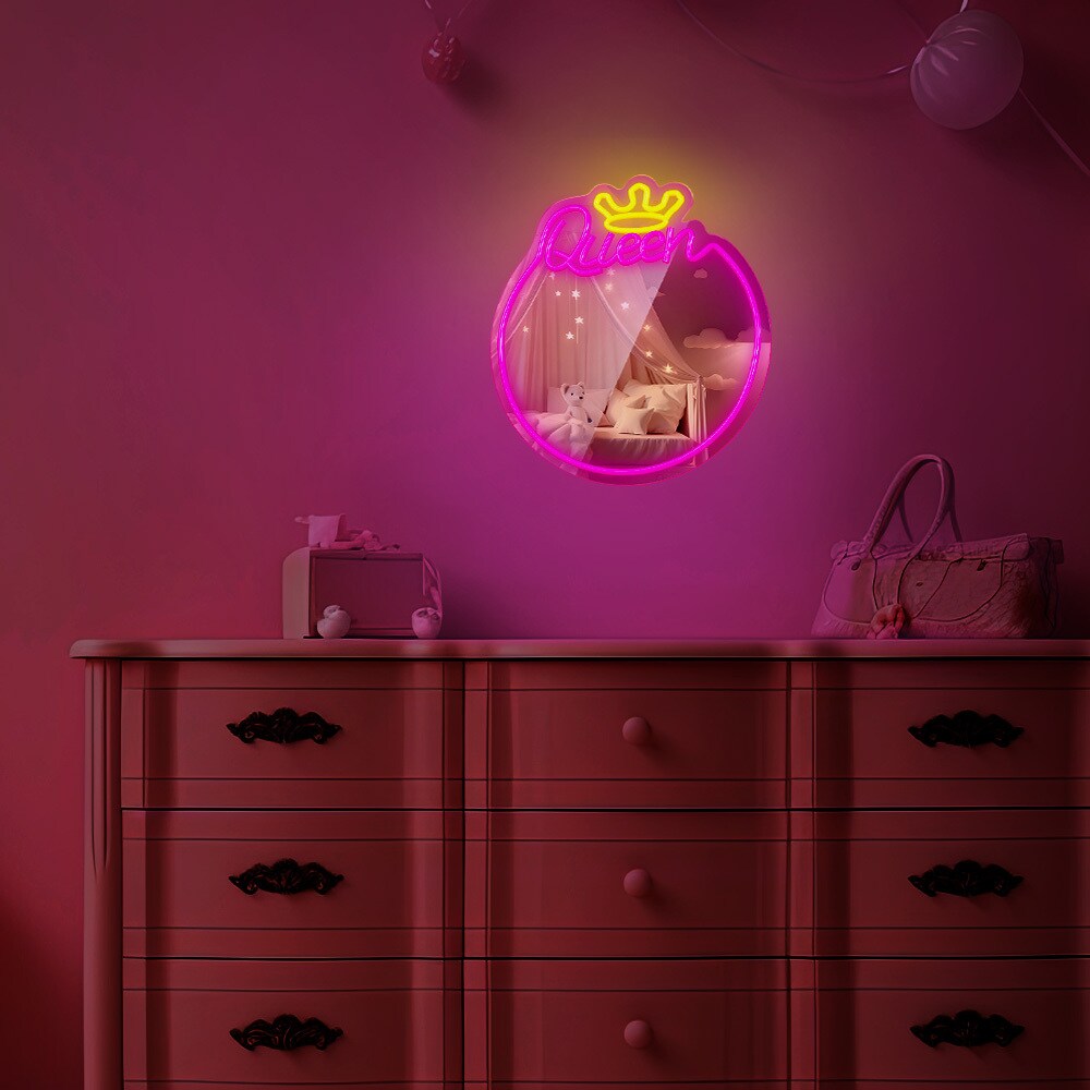 LED-speilbelysning i neon med dimmer - Queen
