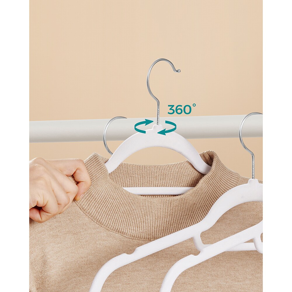 Kleshengere med fløyel og 360° roterbar krok - 50-pakning