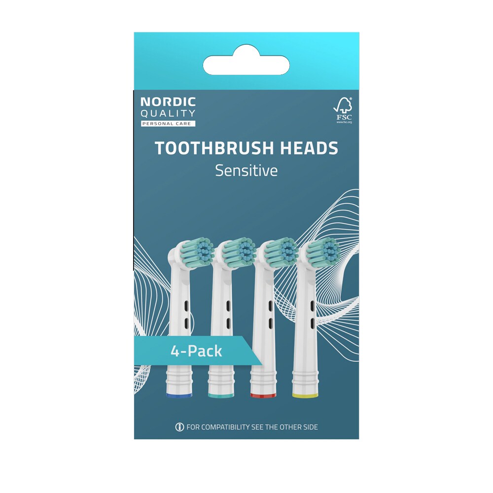 Nordic Quality Tannbørstehode Sensitive to Oral-B 4-pakning