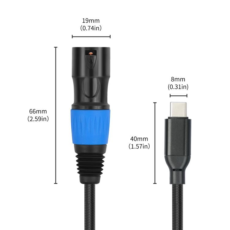 Lydkabel USB-C hann til XLR hann 2 m med 24Bit/96KHz DAC