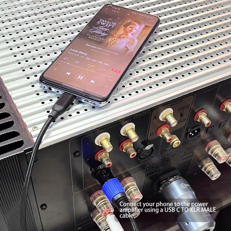 Lydkabel USB-C hann til XLR hann 2 m med 24Bit/96KHz DAC
