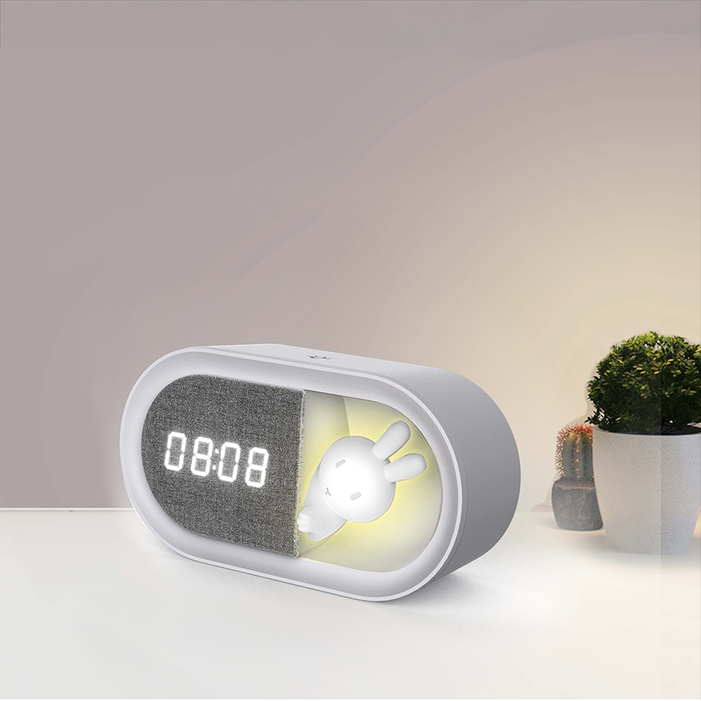 Forverer LED-vekkerklokke med nattlys - Bunny/White