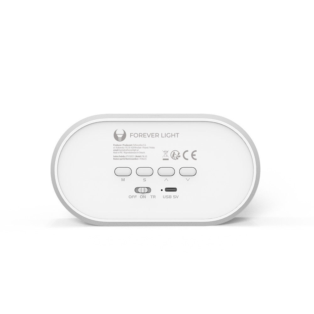 Forverer LED-vekkerklokke med nattlys - Bunny/White