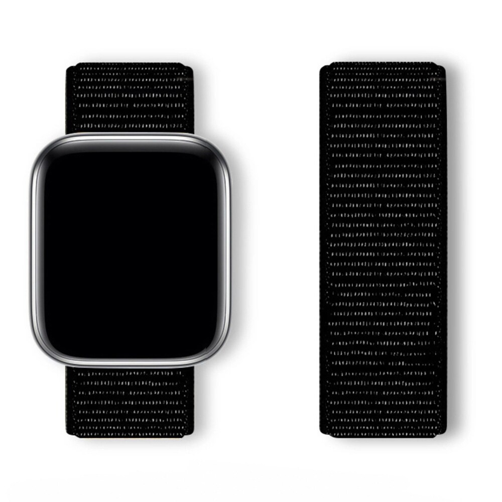 Sport Loop-armbånd for Apple Watch 42/44/45/46/49 mm i pustende nylon - Svart