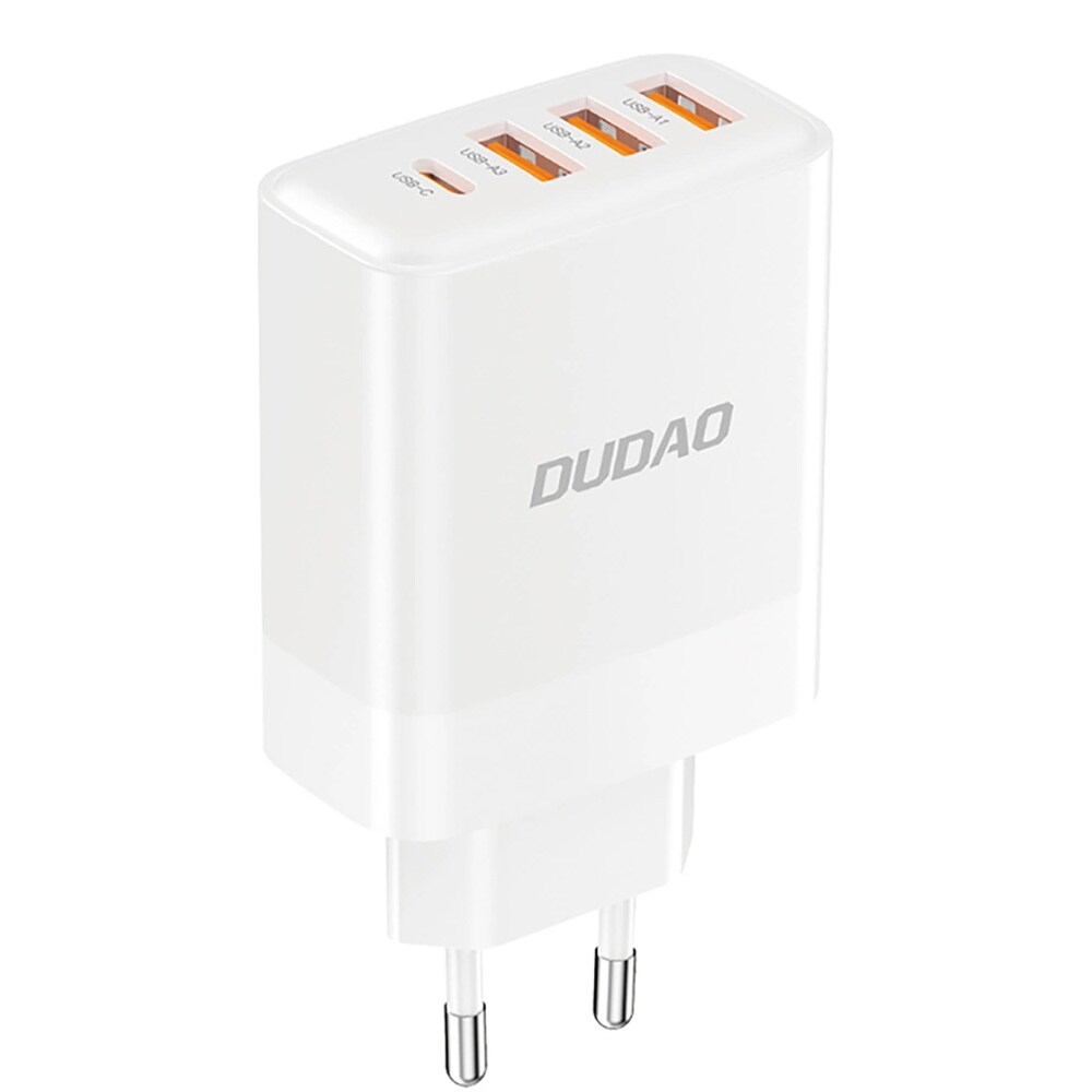 Dudao USB-lader 3xUSB-A og 1xUSB-C PD 20W - hvit