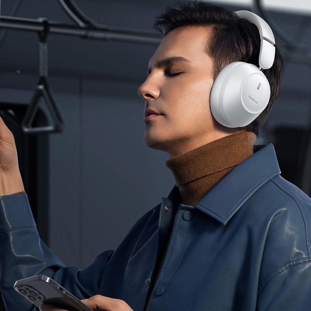 Baseus Bass 30 Max on-ear Bluetooth-hodesett med lang batterilevetid - Hvit
