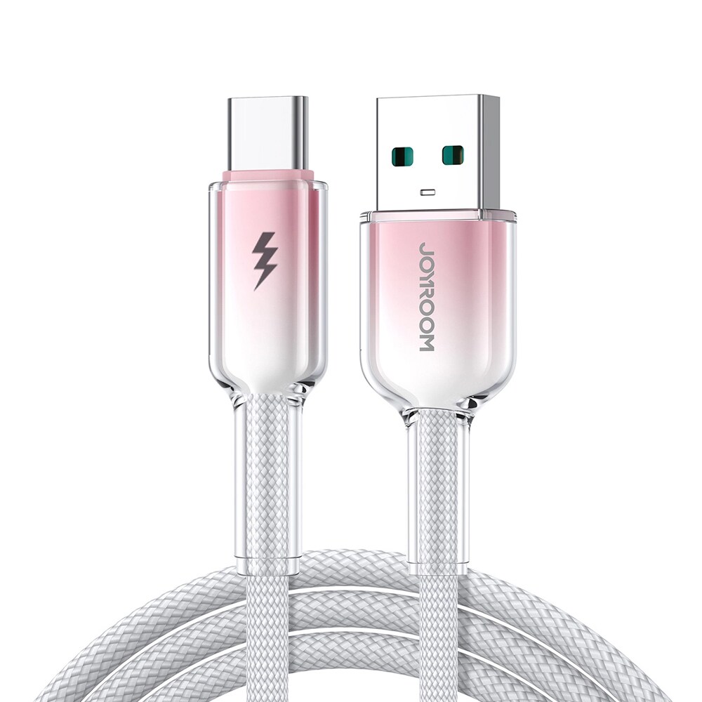 Joyroom Crystal-Clear USB-kabel 3A USB til USB-C 1,2 m - hvit