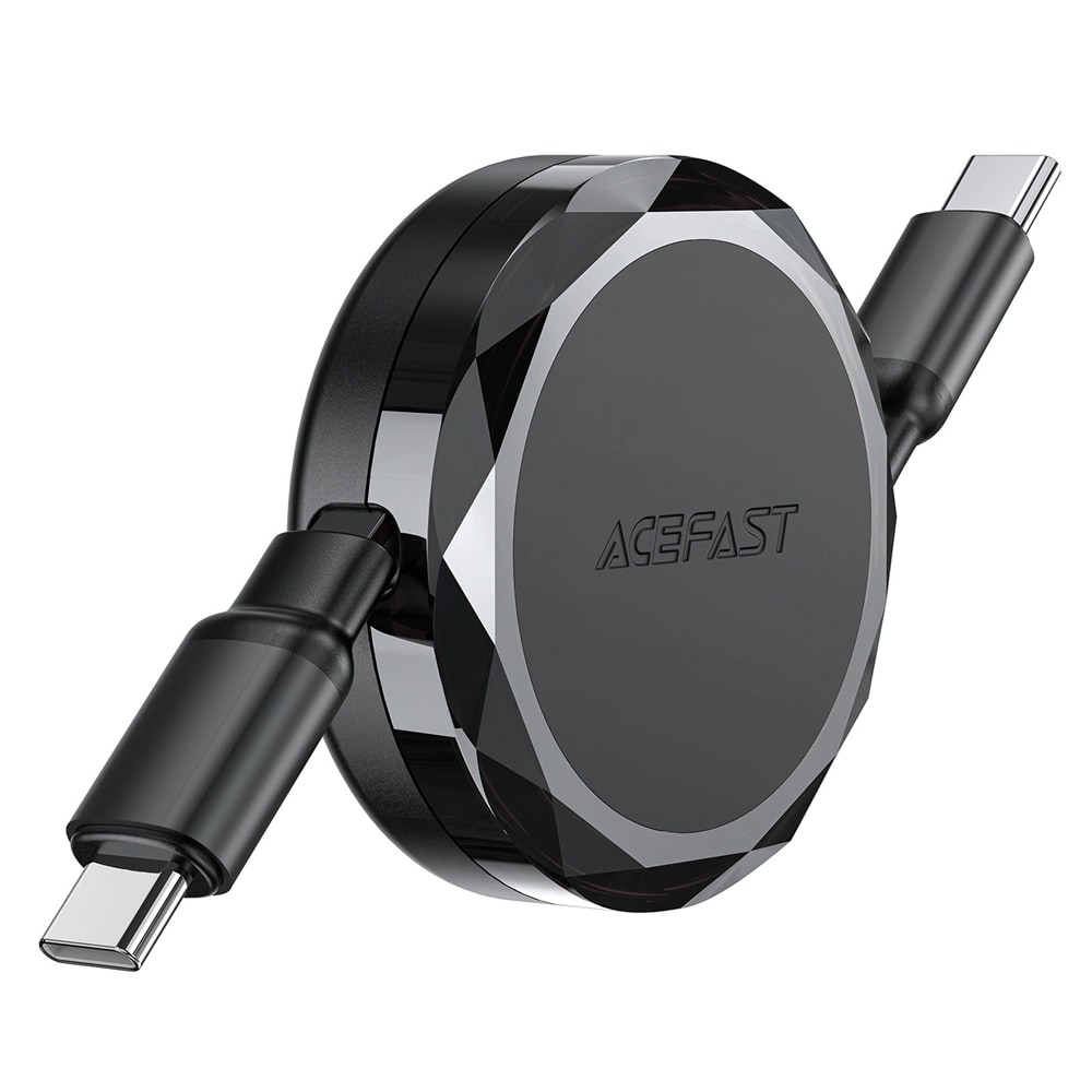 Acefast uttrekkbar USB-C-kabel 60W - Svart