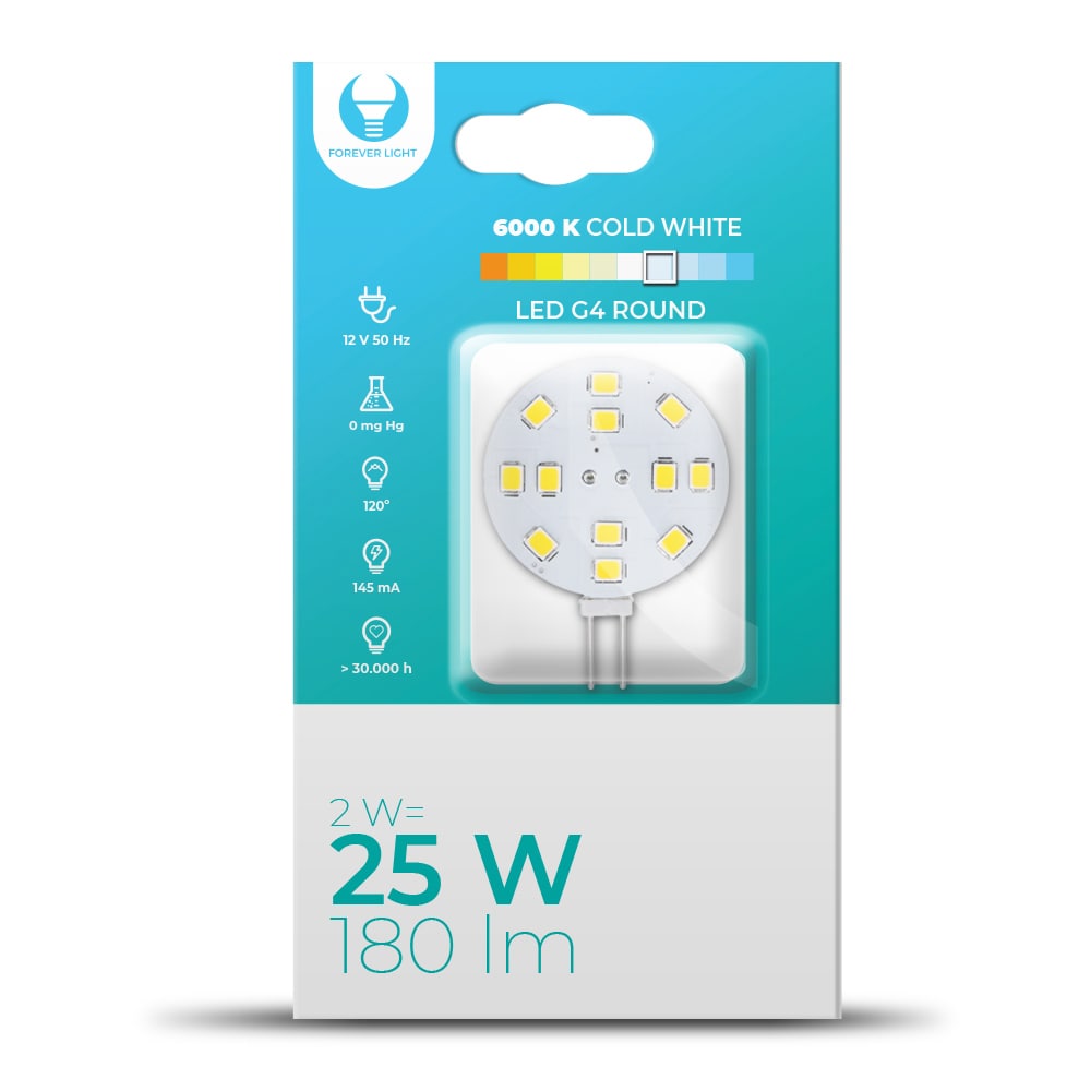 Forever LED-lampe G4 2W 12V 6000K 180lm