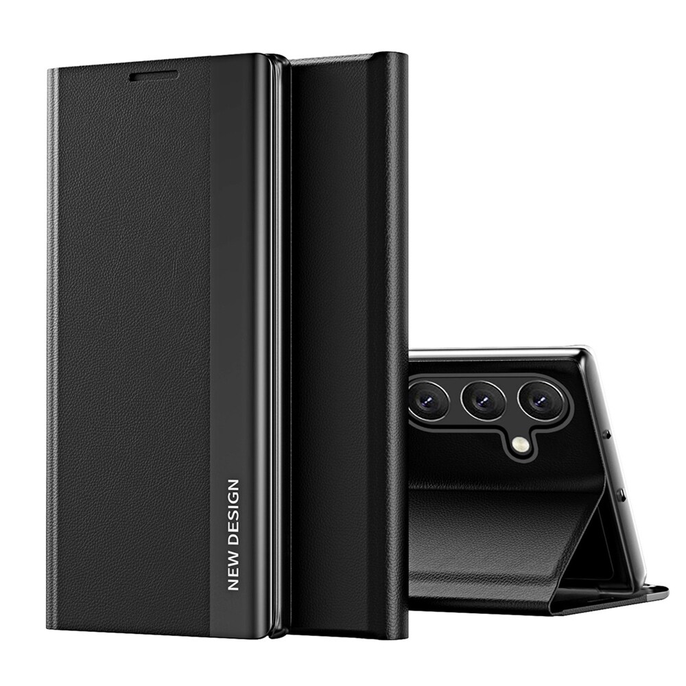 Flip-etui med stativ og dvalefunksjon for Samsung Galaxy S25+ - Svart