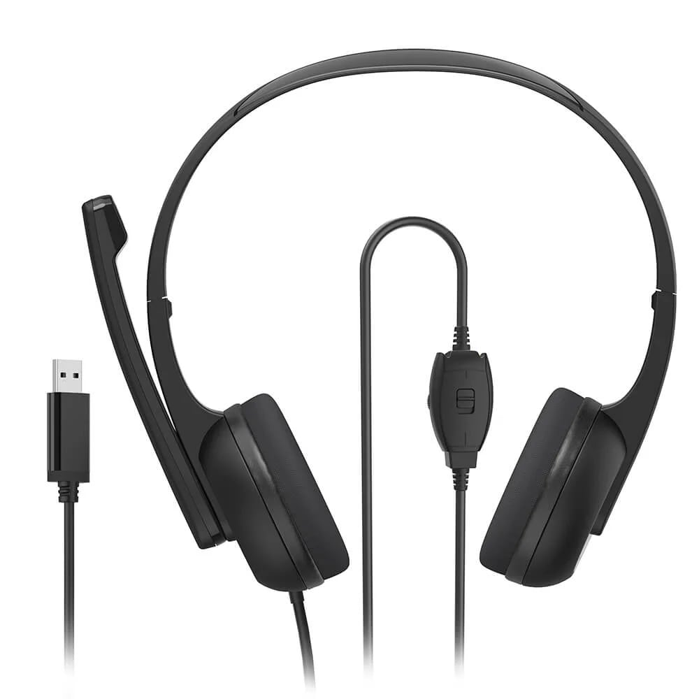 Hama HS-USB250 V2 On-Ear Office-hodesett med USB-kontakt - Svart