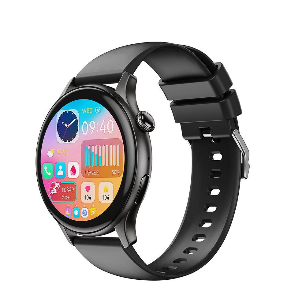 XO J6 smartklokke med 1,43" AMOLED-skjerm og IP68-klassifisering - Svart