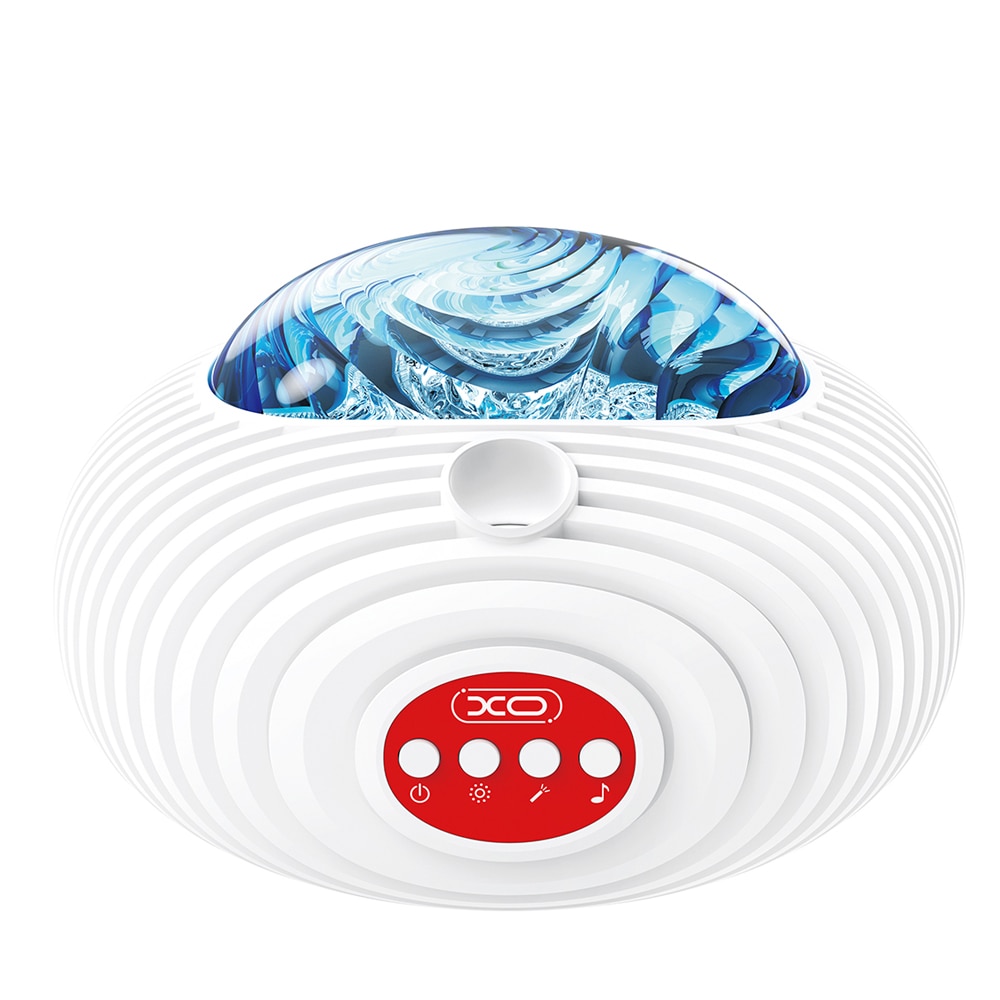 XO LED-projektorlampe med stjernehimmel og innebygd Bluetooth-høyttaler