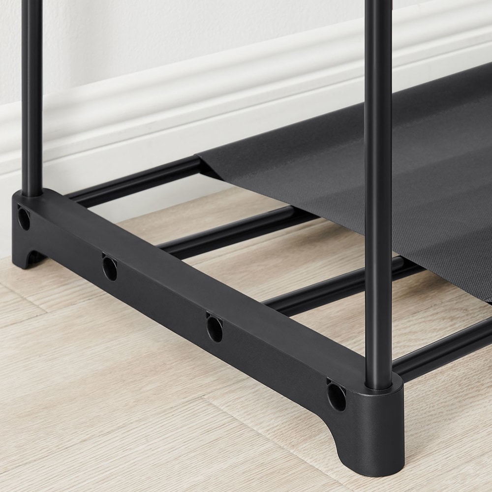 Stabilt Klesstativ med Frittstående Design - Tre Klesskinner og Tre Hyller