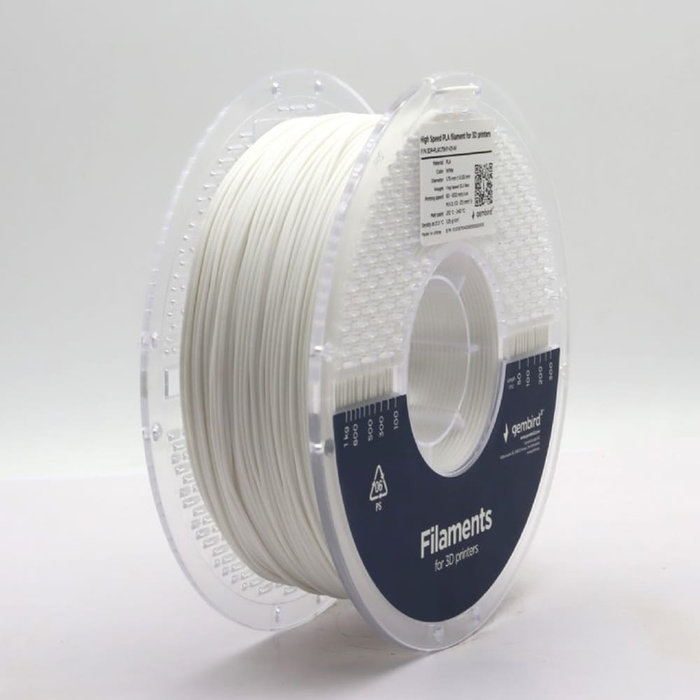 PLA-filament for 3D-skrivere 1,75 mm 1 kg - Hvit