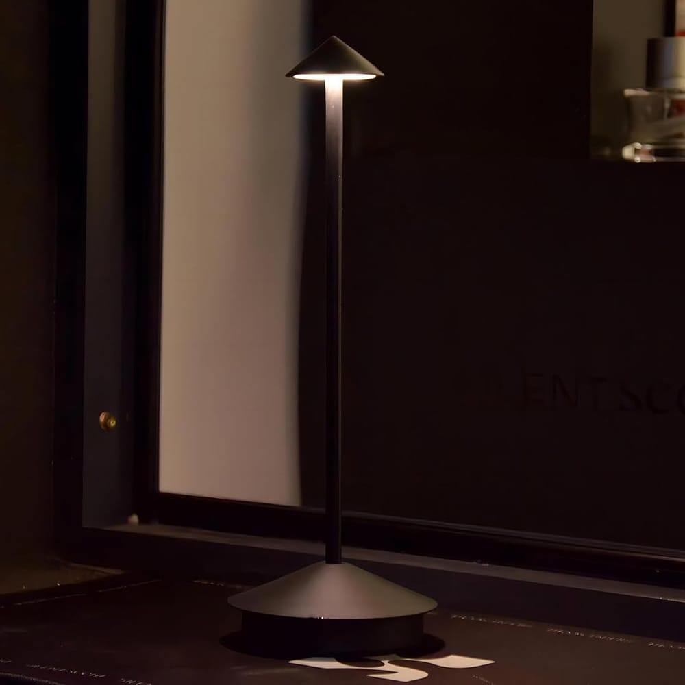 LED-bordlampe i aluminium med justerbar lysstyrke og USB-lading - Svart