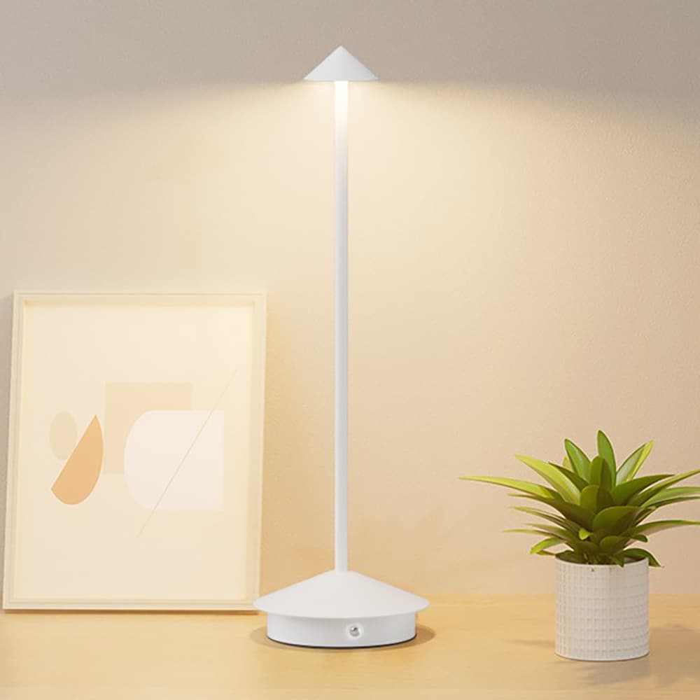 LED-bordlampe i aluminium med justerbar lysstyrke og USB-lading - Hvit