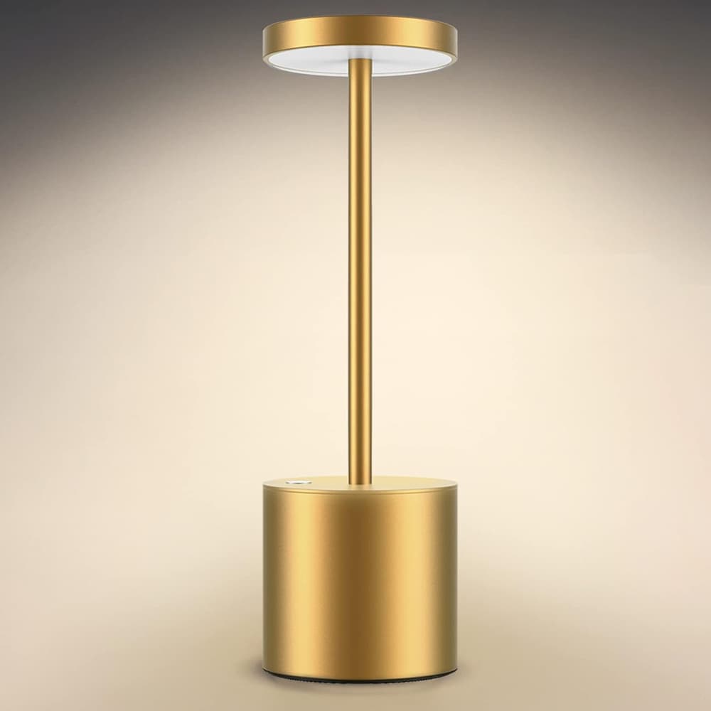 LED-bordlampe i aluminium med to lysnivåer og USB-lading - Gull