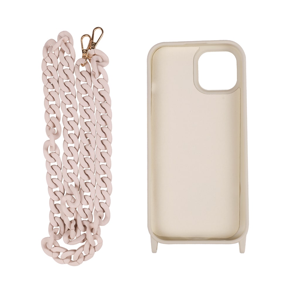 Mobiltelefonveske med bærestropp for iPhone 15 - Beige