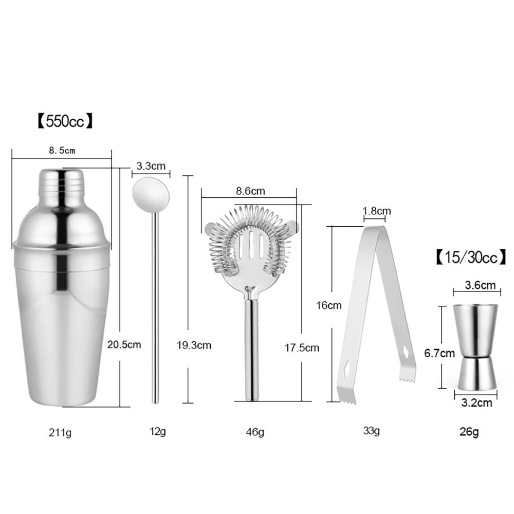 Cocktailshaker-sett 5 deler - 500 ml