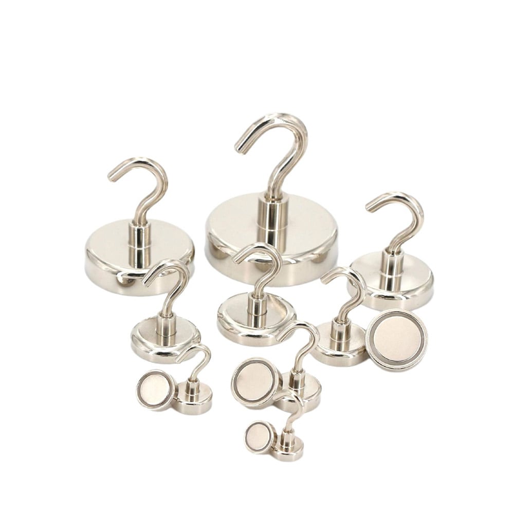 Magnetkrok med neodymmagnet - Ø16 mm, belastningskapasitet 8 kg, 10-pk