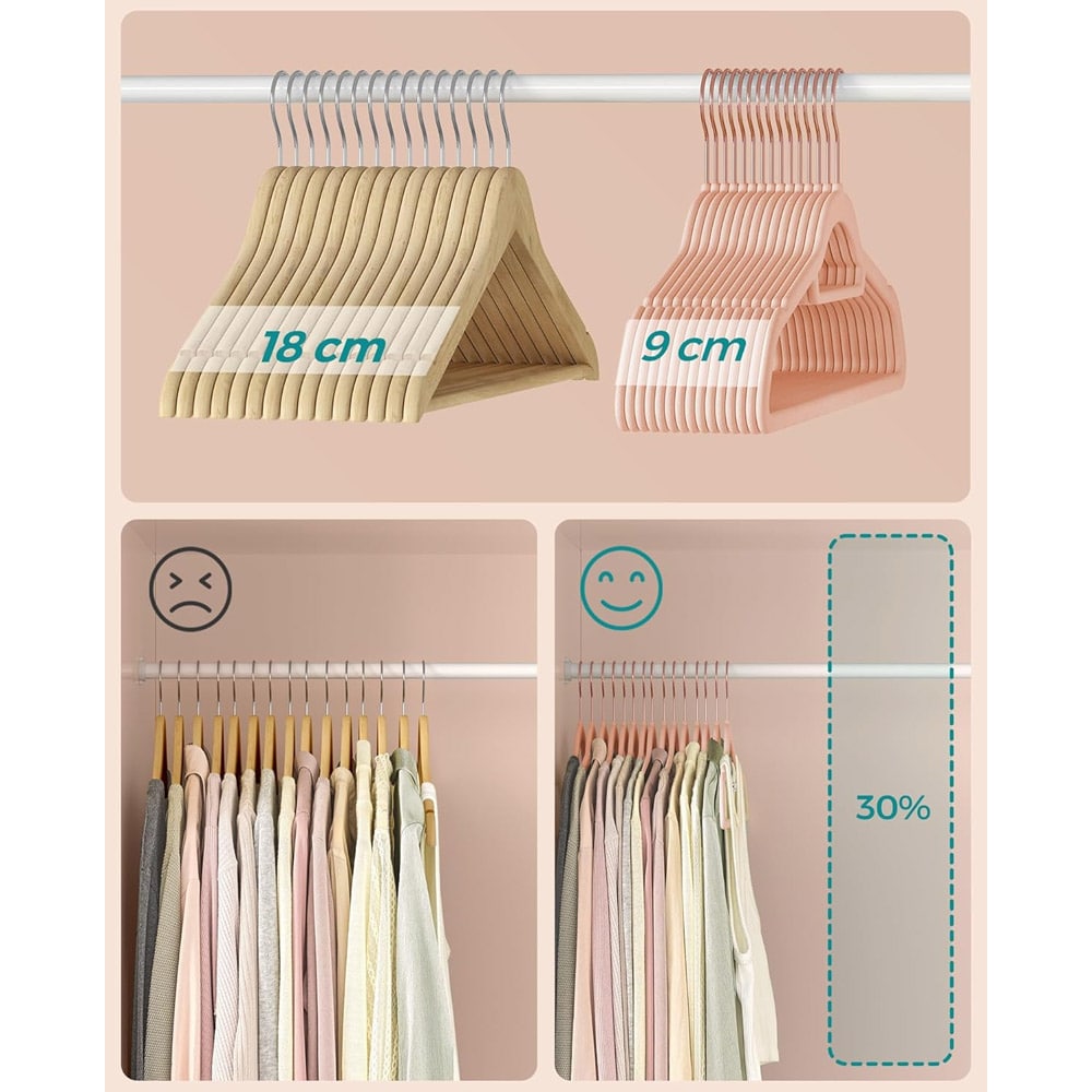 Fløyelshengere 30-pk - Rosegold