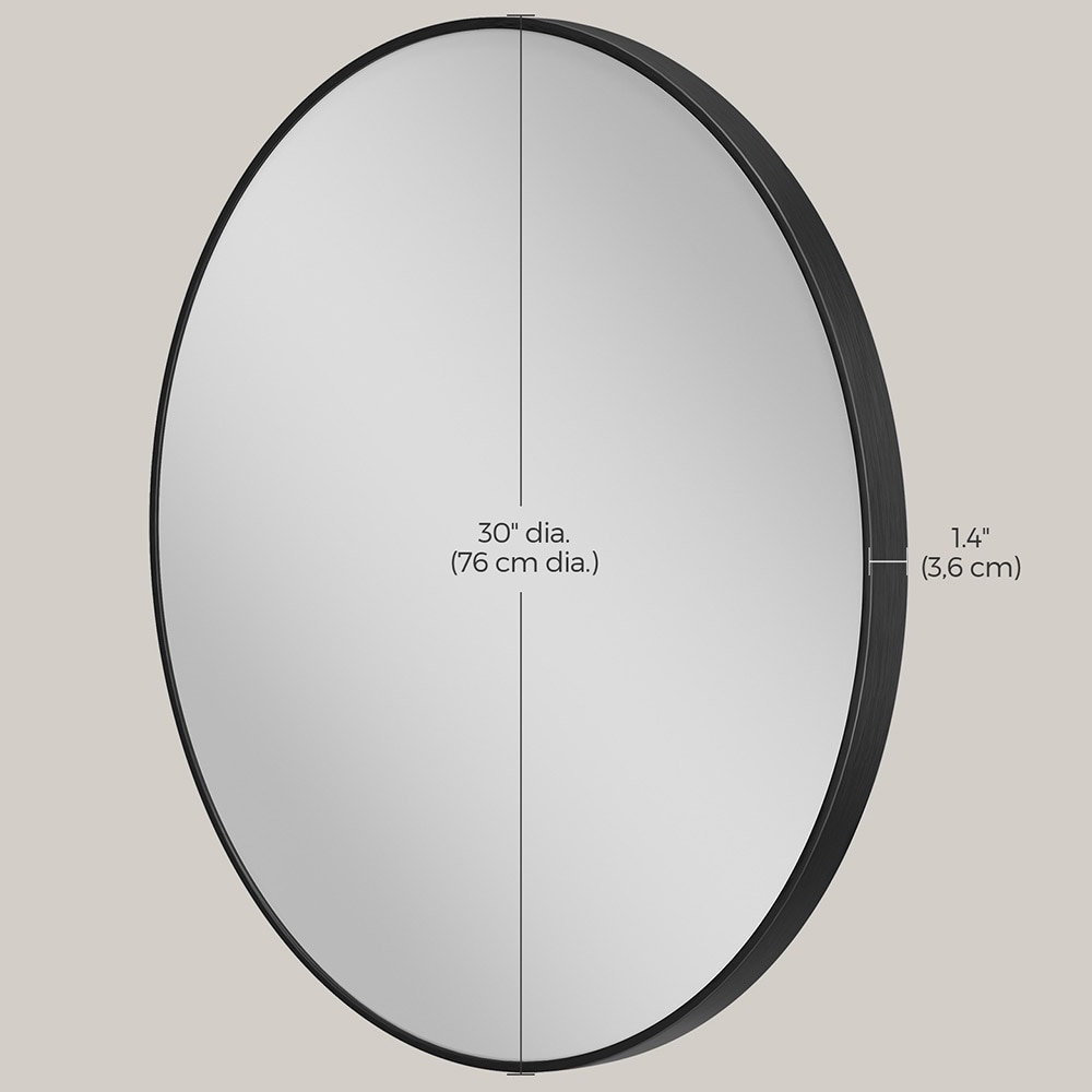 Rundt veggspeil med svart metallramme - Ø 76 cm