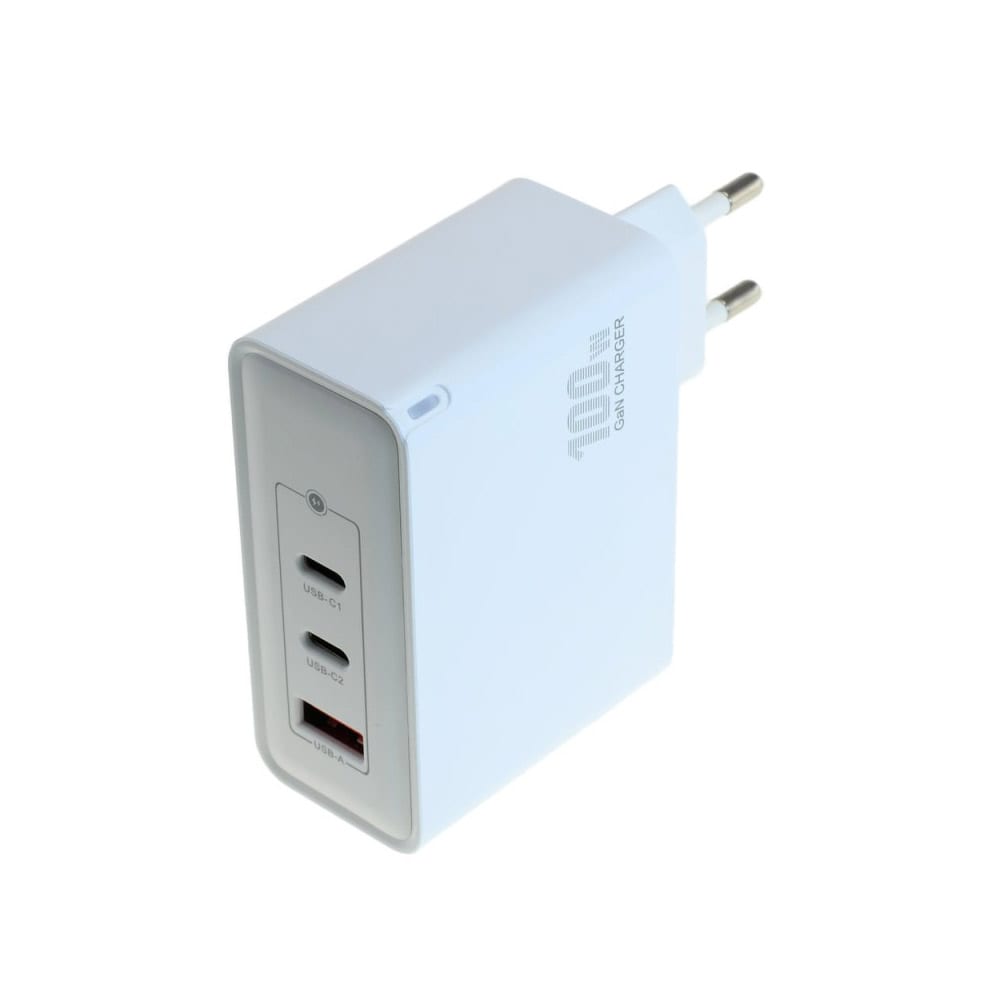 USB-lader med GaN-teknologi, 2x USB-C PD og 1x USB-A - opptil 100 W