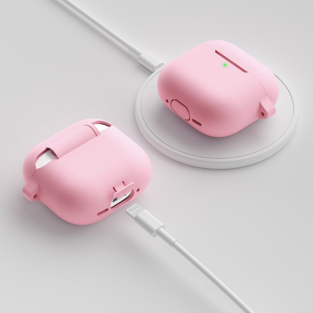 KeyBudz Elevate Series-deksel med nøkkelring for Airpods 4. generasjon - Rosa