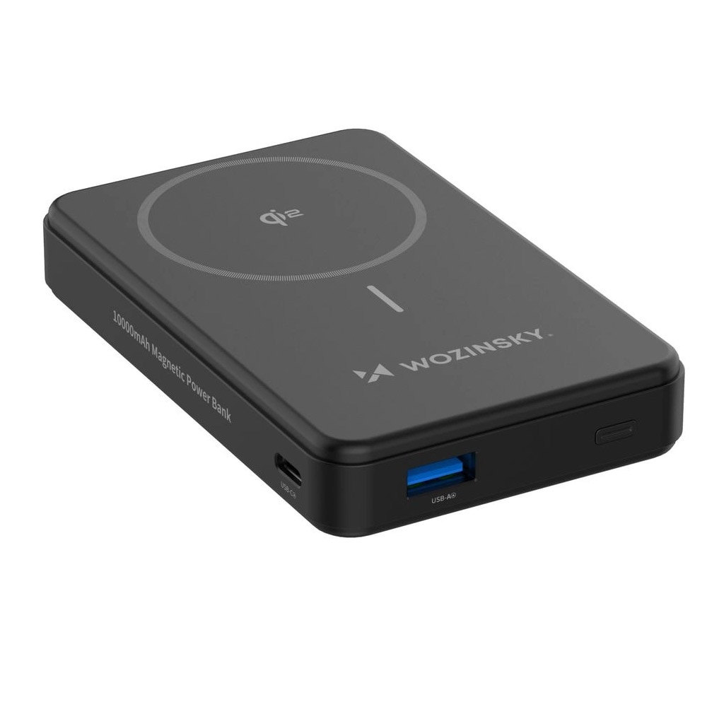 10000 mAh powerbank med 22,5 W hurtiglading, trådløs Qi2-lading og innebygd stativ