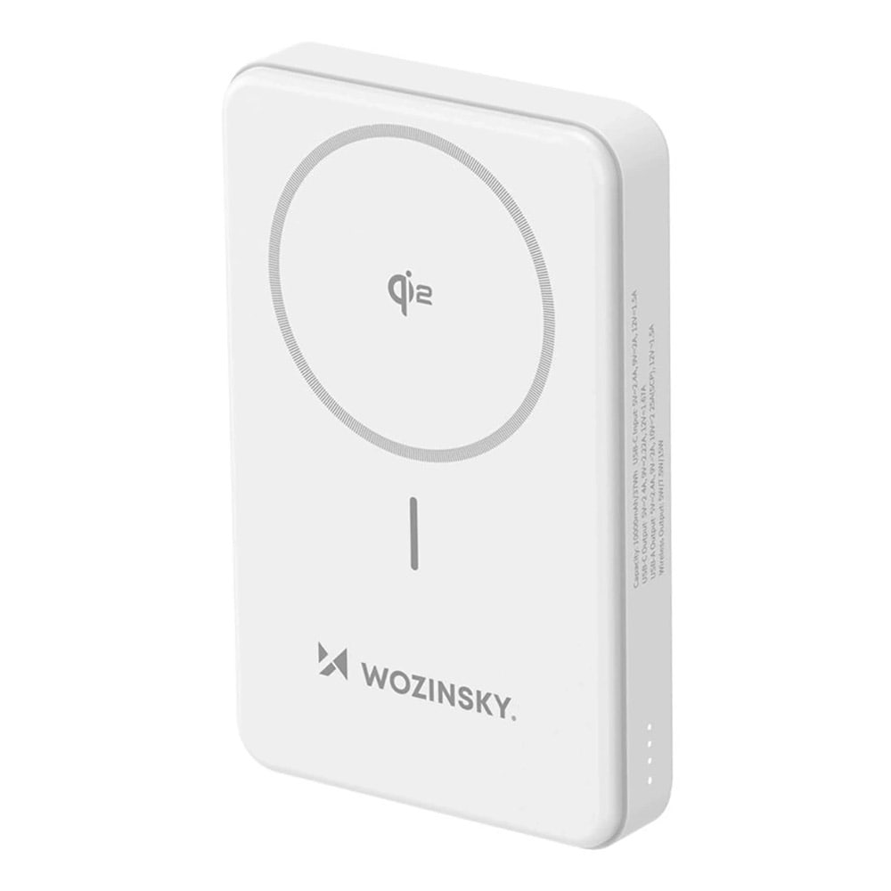 10000 mAh powerbank med 22,5 W hurtiglading, trådløs Qi2-lading og innebygd stativ